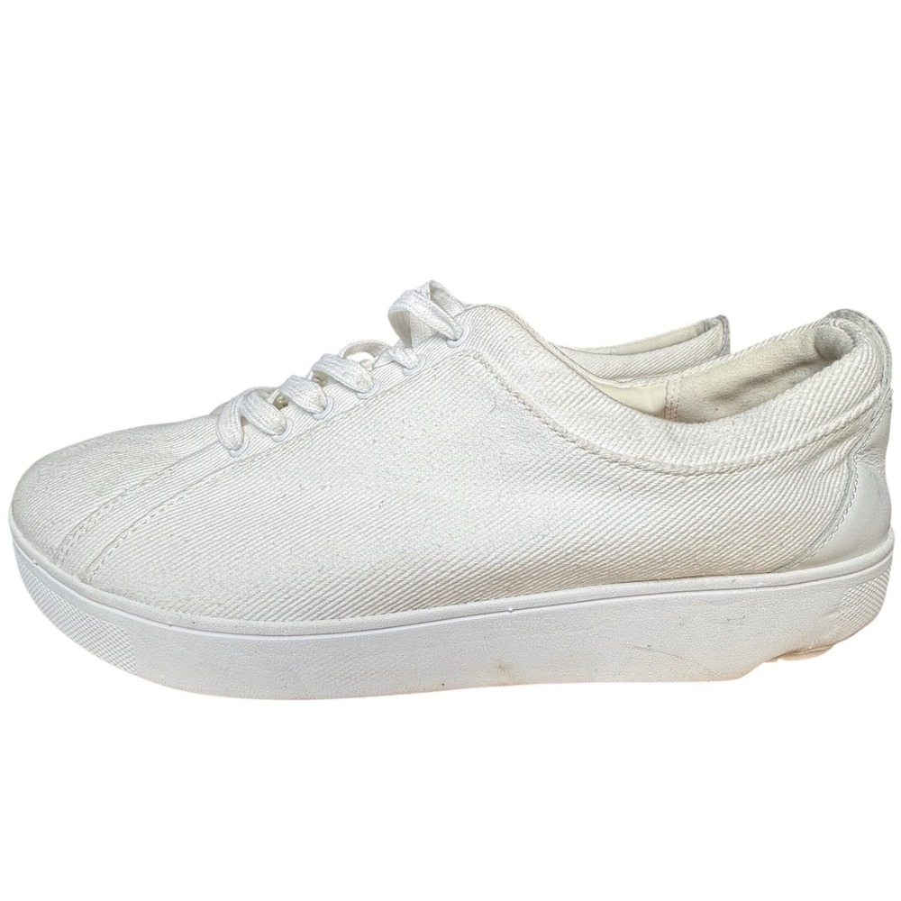 FitFlop Rally White Leather Low Top Comfort Sneakers Womens 10 EK6-194